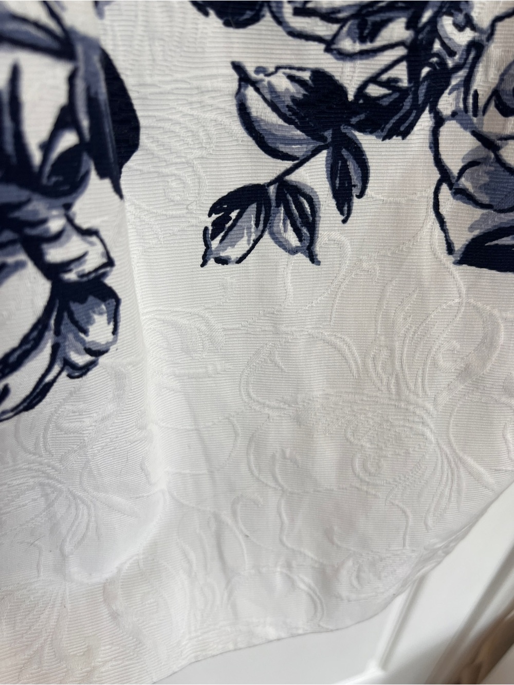 Talbots White Dress with Navy Rose Print - Picture 4 of 9